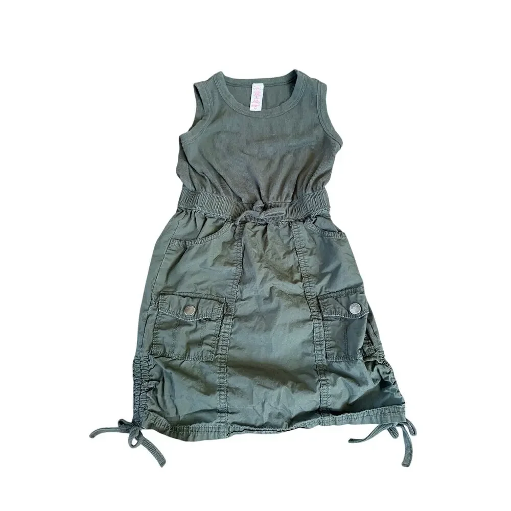 Justice Sleeveless Utility Dress | Ribbed Tank Top Cinch Skirt